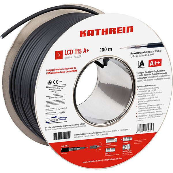 KATHREIN Koaxialkabel 130 dB, A+ LCD115A+/100m Cca